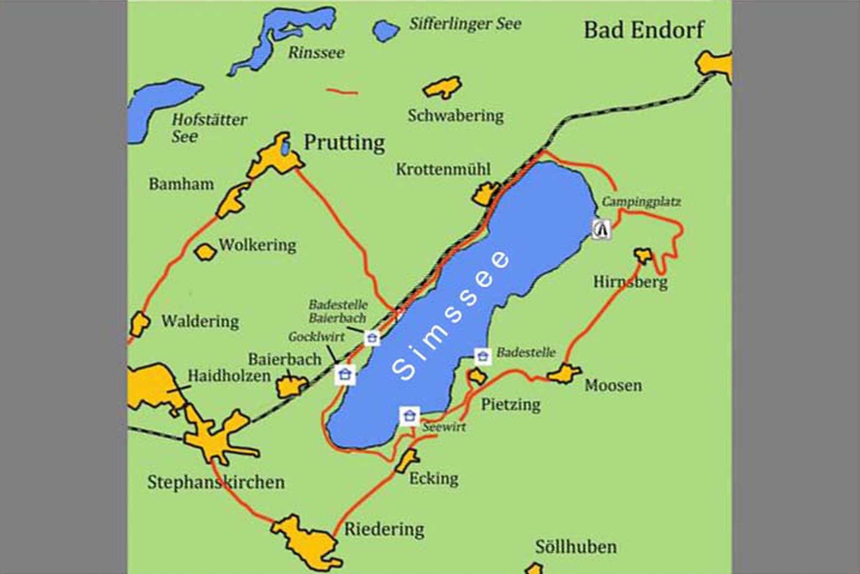 &Uuml;bersichtskarte mit Prutting und dem Simssee